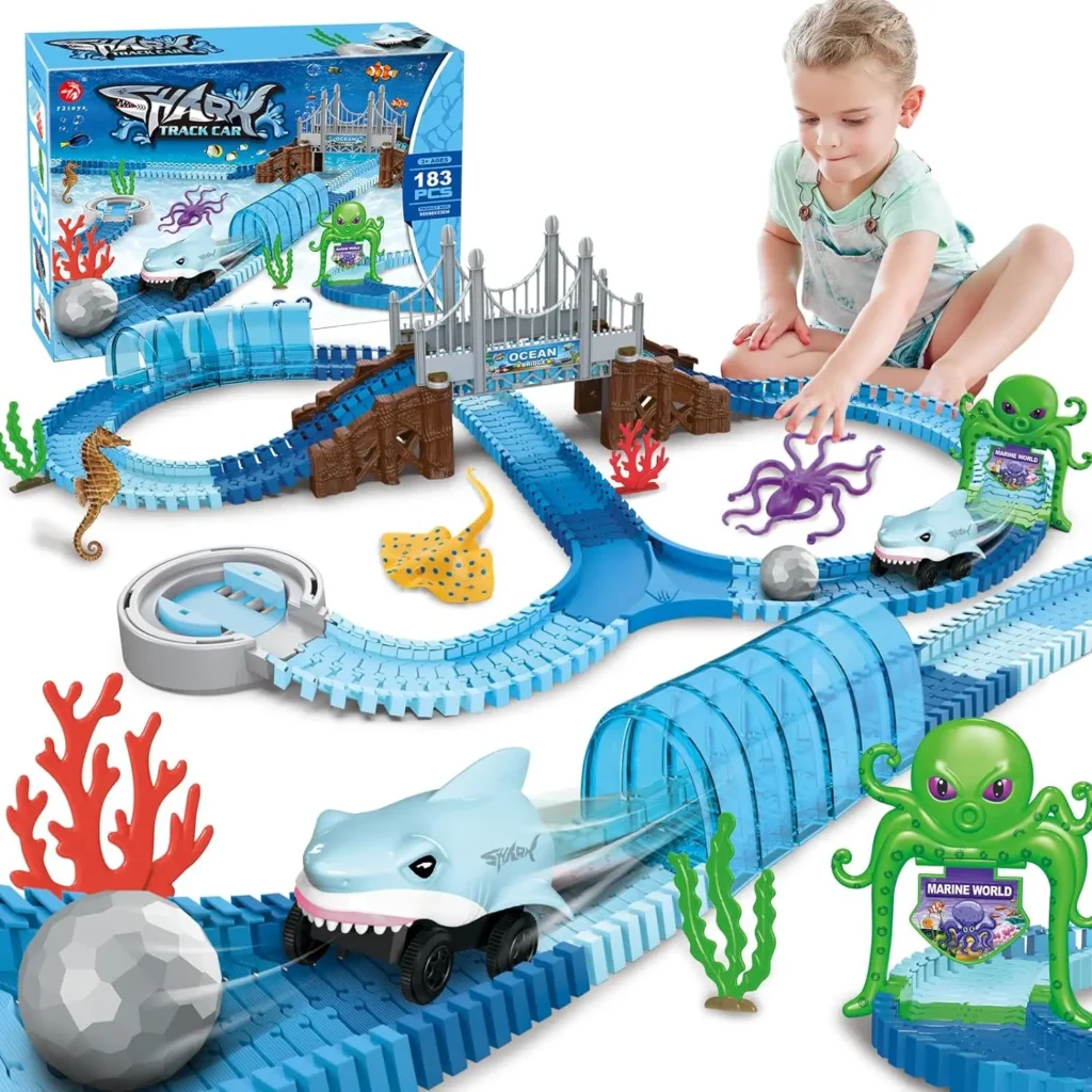 Shark Mania! Bendable Race Track Set for Kids 3+